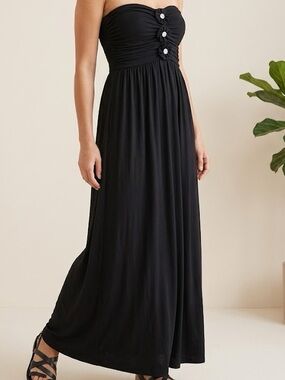 Gado Gado Black Strapless Embellished Maxi Dress - Size M